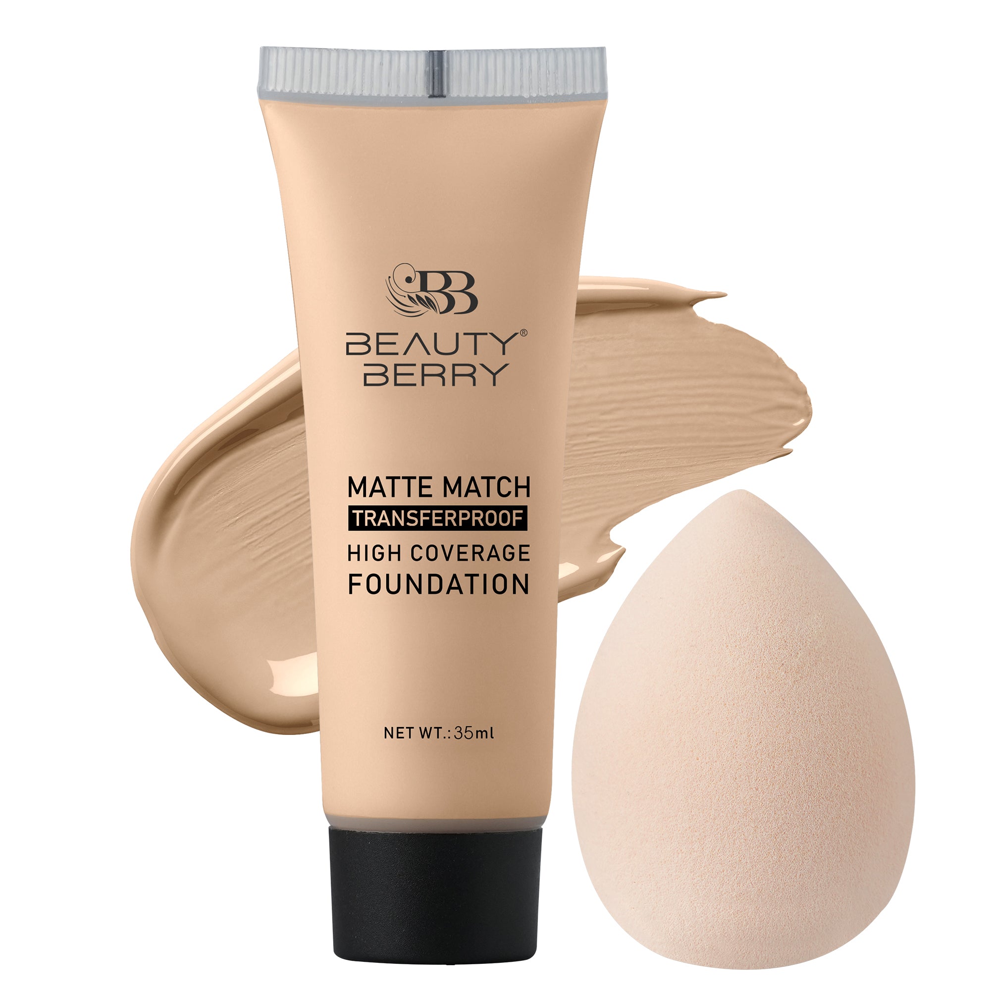 BD Perfect Cream & Blur Foundation セット Matte Match Transferproof High Coverage Foundation + FREE Blender