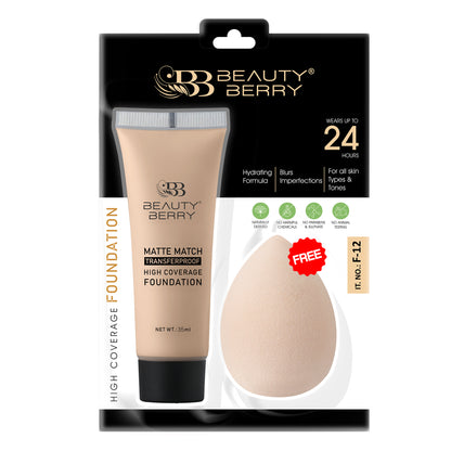 Matte Match Transferproof High Coverage Foundation + FREE Blender
