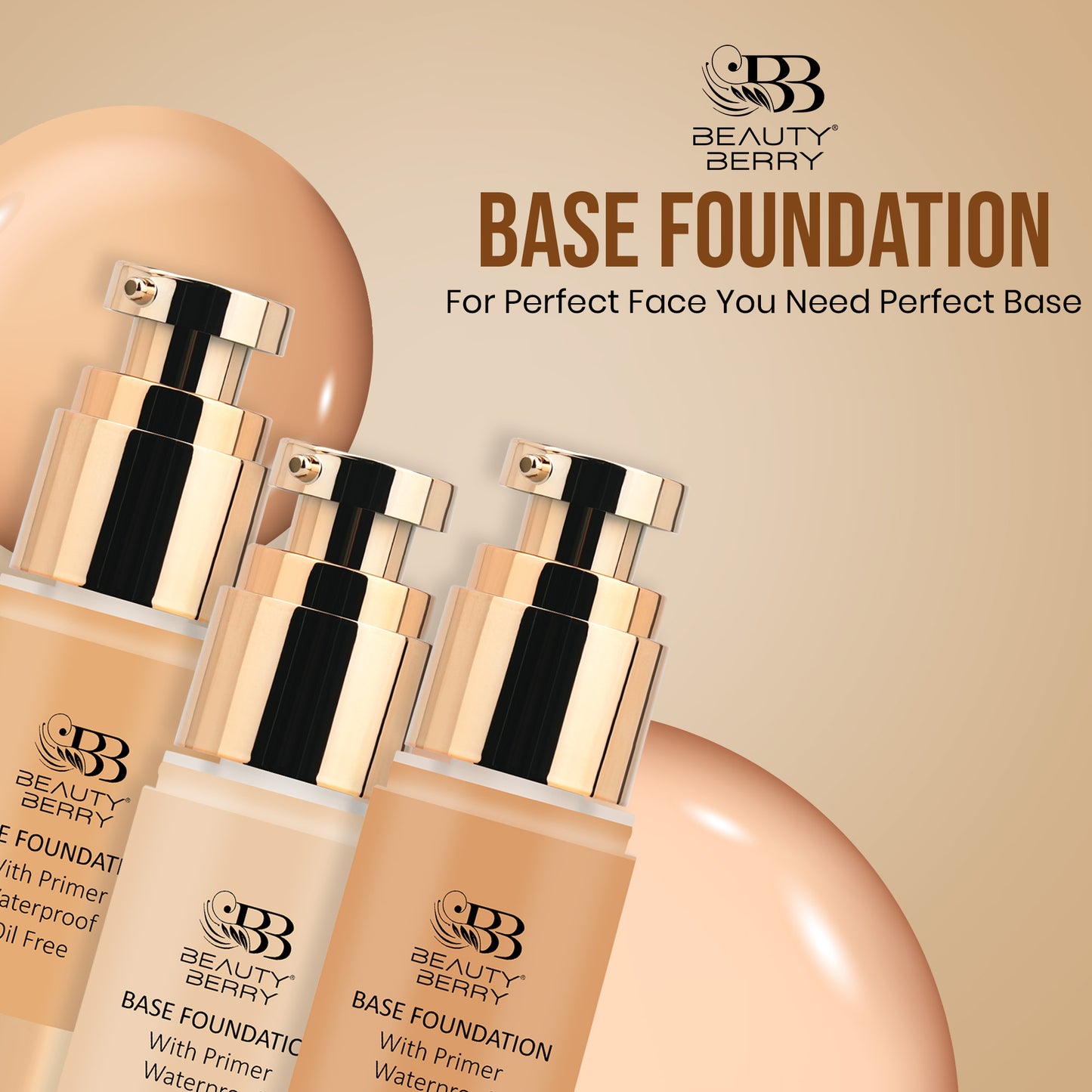 Beauty Berry Base Foundation With Primer Waterproof, Oil-Free