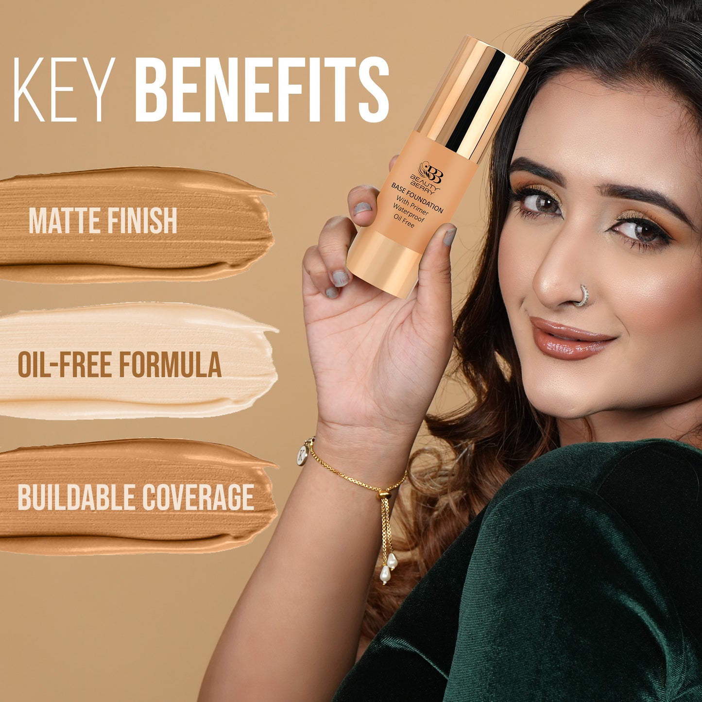 Beauty Berry Base Foundation With Primer Waterproof, Oil-Free