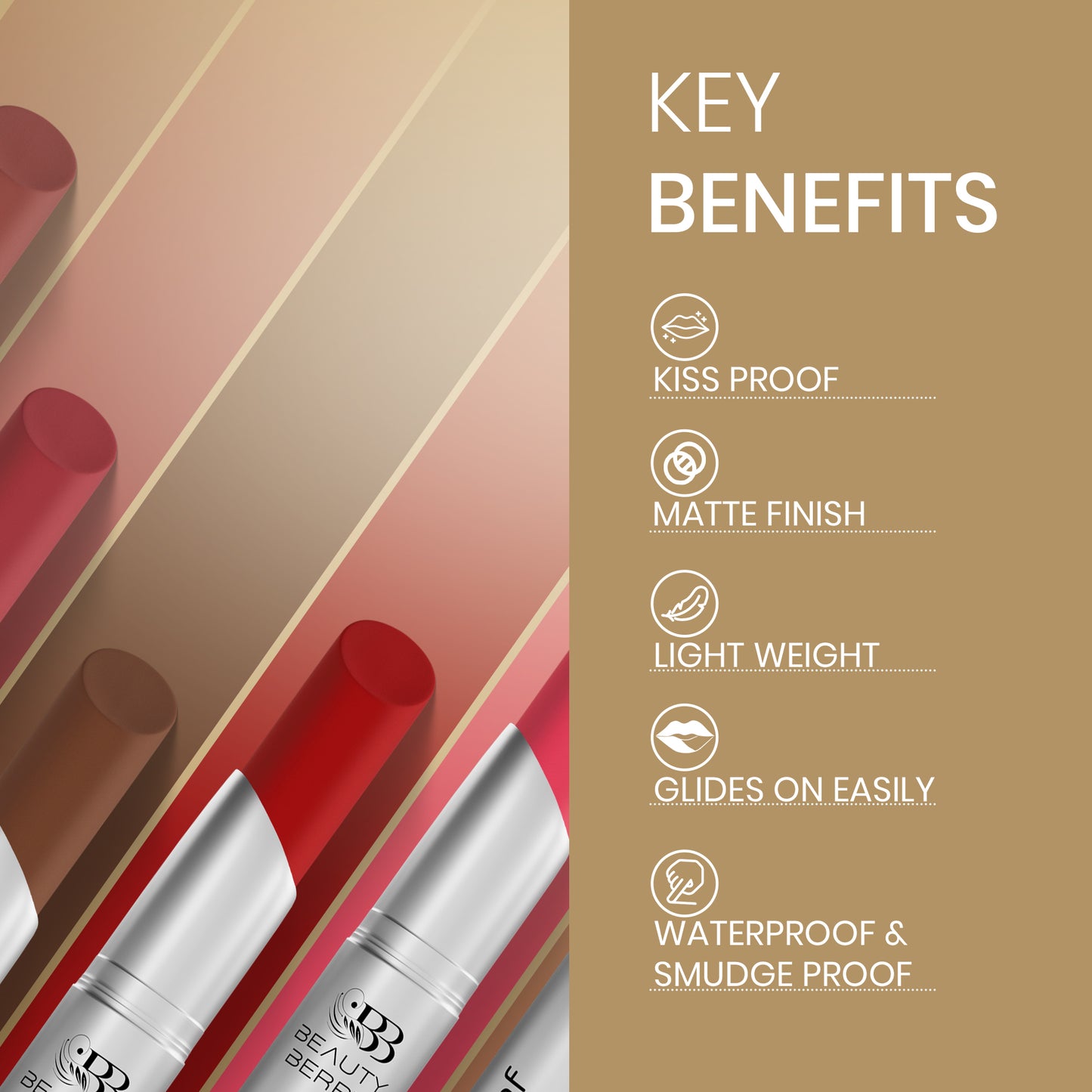 Beauty Berry Kiss Proof  Non Transfer Matte Lipstick